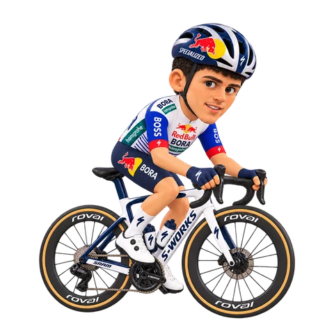 Illustration of Adrien Boichis in Red Bull–BORA–hansgrohe's 2026 team kit