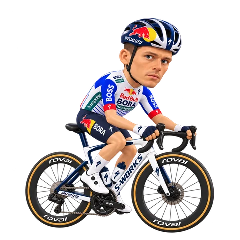 Illustration of Aleksandr Vlasov in Red Bull–BORA–hansgrohe's 2026 team kit