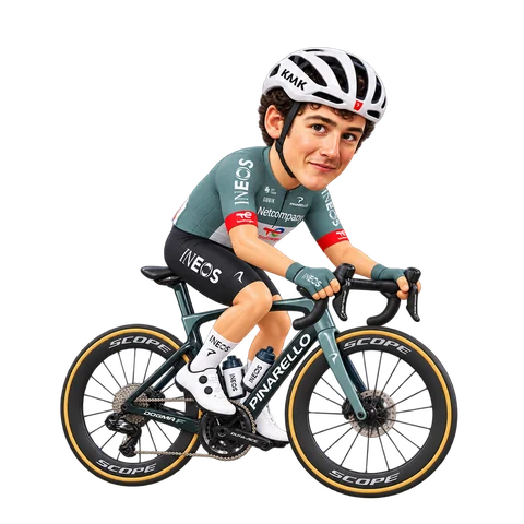 Illustration of Andrew August in Netcompany INEOS's 2026 team kit