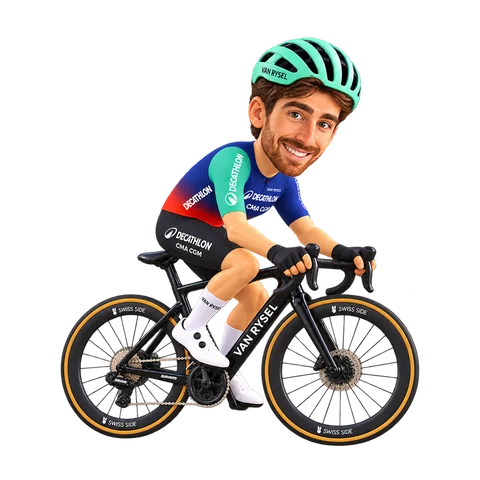 Illustration of Aurélien Paret-Peintre in Decathlon CMA CGM's 2026 team kit