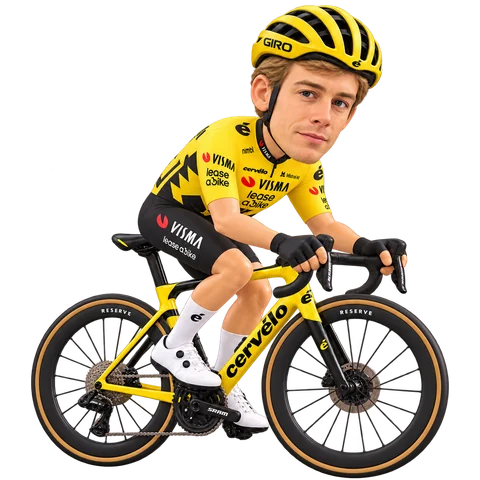 Illustration of Axel Zingle in Team Visma | Lease a Bike's 2026 team kit