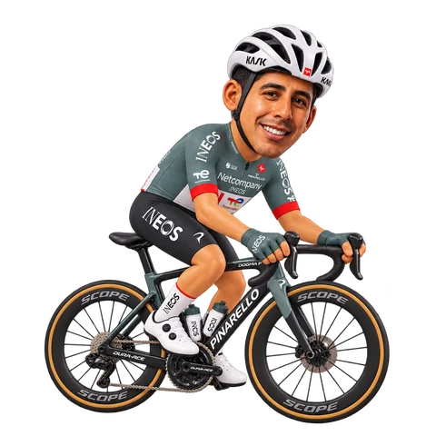 Illustration of Brandon Smith Rivera in Netcompany INEOS's 2026 team kit