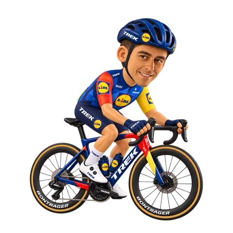 Illustration of Carlos Verona in Lidl–Trek's 2026 team kit