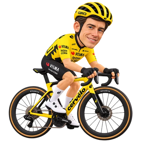 Illustration of Edoardo Affini in Team Visma | Lease a Bike's 2026 team kit