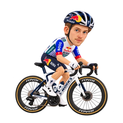 Illustration of Frederik Wandahl in Red Bull–BORA–hansgrohe's 2026 team kit