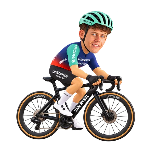 Illustration of Gianluca Pollefliet in Decathlon CMA CGM's 2026 team kit