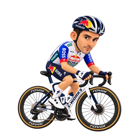 Illustration of Gianni Vermeersch in Red Bull–BORA–hansgrohe's 2026 team kit