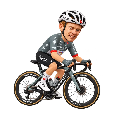Illustration of Jack Haig in Netcompany INEOS's 2026 team kit