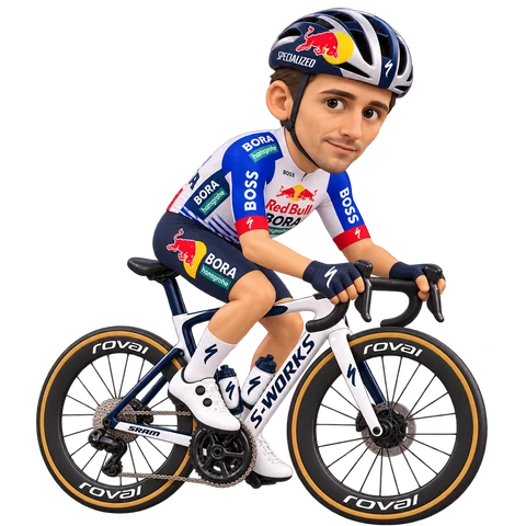 Illustration of Jai Hindley in Red Bull–BORA–hansgrohe's 2026 team kit