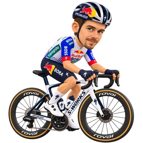 Illustration of Jan Tratnik in Red Bull–BORA–hansgrohe's 2026 team kit