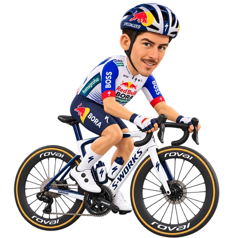 Illustration of Jarrad Drizners in Red Bull–BORA–hansgrohe's 2026 team kit