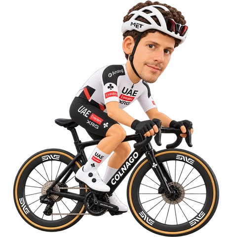 Illustration of João Almeida in UAE Team Emirates-XRG's 2026 team kit