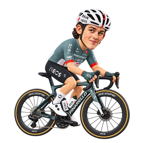 Illustration of Joshua Tarling in Netcompany INEOS's 2026 team kit