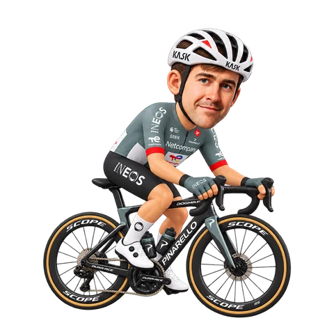 Illustration of Laurens de Plus in Netcompany INEOS's 2026 team kit