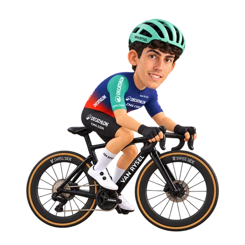 Illustration of Léo Bisiaux in Decathlon CMA CGM's 2026 team kit