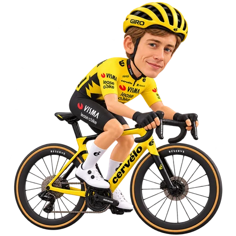 Illustration of Loe van Belle in Team Visma | Lease a Bike's 2026 team kit