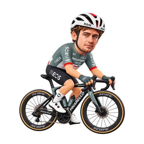 Illustration of Lucas Hamilton in Netcompany INEOS's 2026 team kit
