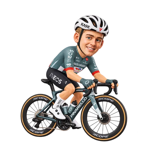 Illustration of Magnus Sheffield in Netcompany INEOS's 2026 team kit