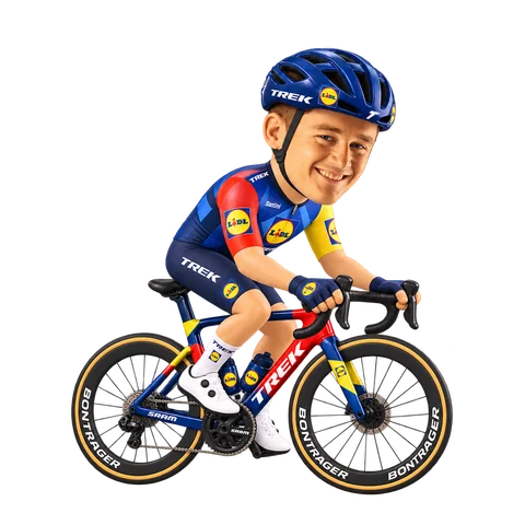 Illustration of Mathias Sunekær Norsgaard in Lidl–Trek's 2026 team kit
