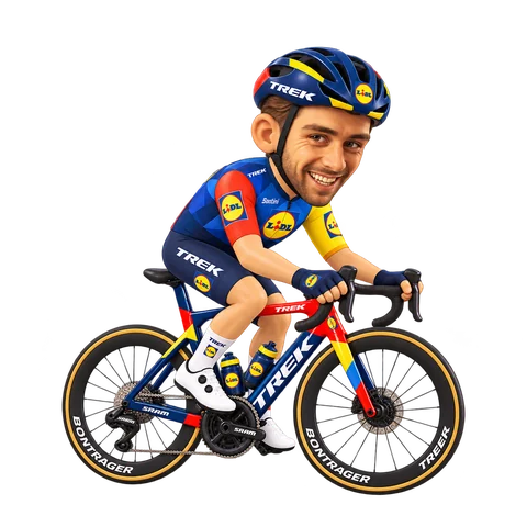 Illustration of Matteo Sobrero in Lidl–Trek's 2026 team kit