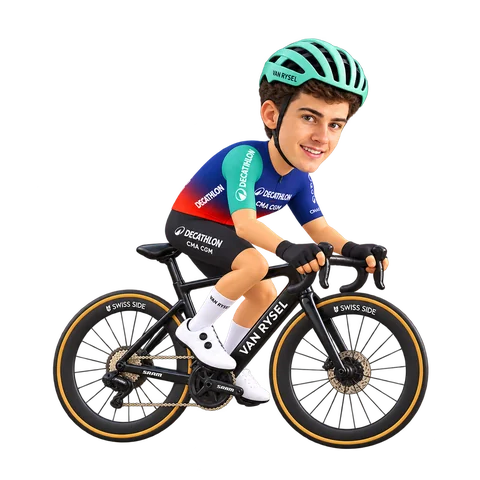 Illustration of Matthew Riccitello in Decathlon CMA CGM's 2026 team kit