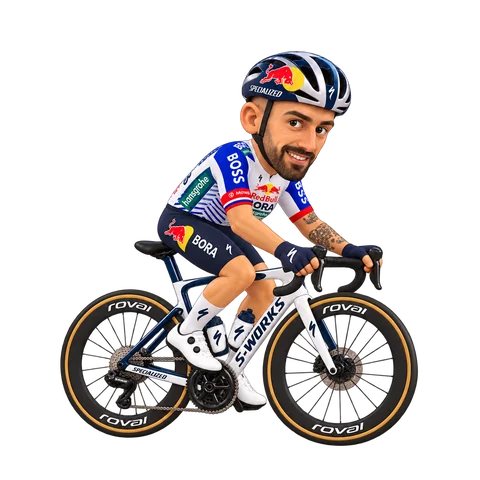 Illustration of Mattia Cattaneo in Red Bull–BORA–hansgrohe's 2026 team kit