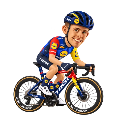 Illustration of Mattias Skjelmose in Lidl–Trek's 2026 team kit