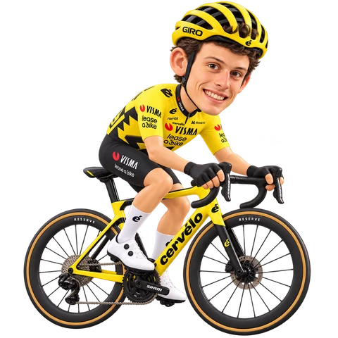 Illustration of Menno Huising in Team Visma | Lease a Bike's 2026 team kit
