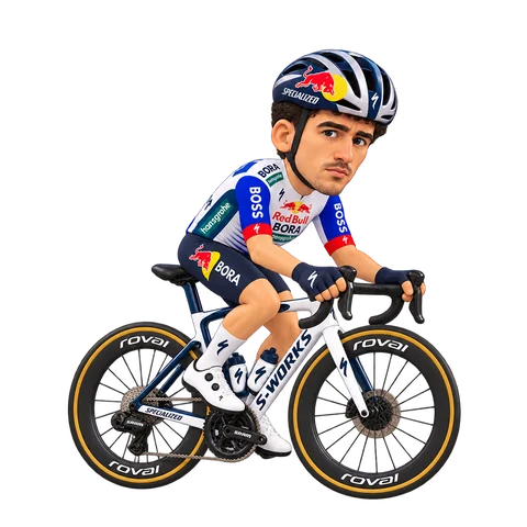 Illustration of Mick van Dijke in Red Bull–BORA–hansgrohe's 2026 team kit