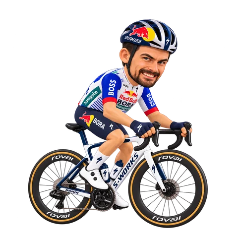 Illustration of Nico Denz in Red Bull–BORA–hansgrohe's 2026 team kit