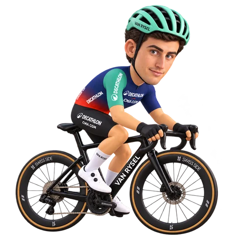 Illustration of Olav Kooij in Decathlon CMA CGM's 2026 team kit