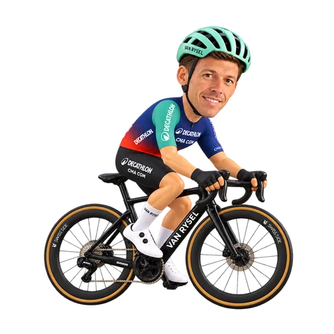 Illustration of Oliver Naesen in Decathlon CMA CGM's 2026 team kit