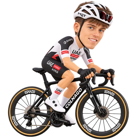 Illustration of Pablo Torres in UAE Team Emirates-XRG's 2026 team kit