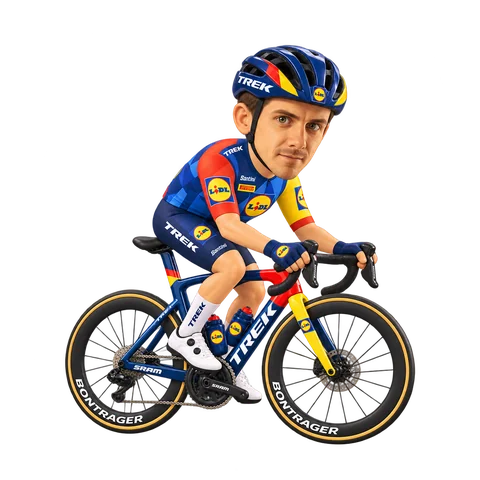 Illustration of Patrick Konrad in Lidl–Trek's 2026 team kit