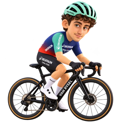 Illustration of Paul Seixas in Decathlon CMA CGM's 2026 team kit