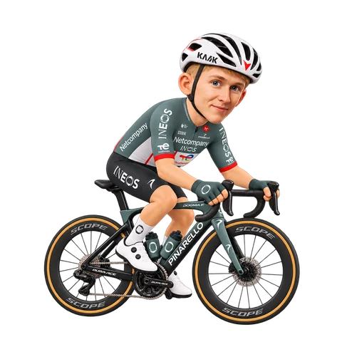 Illustration of Peter Øxenberg in Netcompany INEOS's 2026 team kit