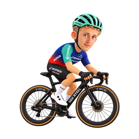 Illustration of Robbe Ghys in Decathlon CMA CGM's 2026 team kit
