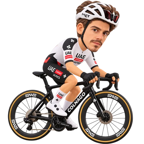 Illustration of Rui Oliveira in UAE Team Emirates-XRG's 2026 team kit