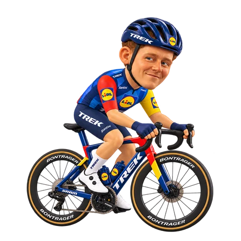 Illustration of Sam Oomen in Lidl–Trek's 2026 team kit