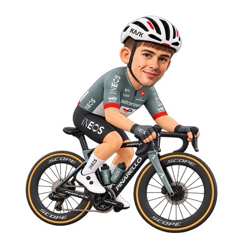 Illustration of Samuel Watson in Netcompany INEOS's 2026 team kit