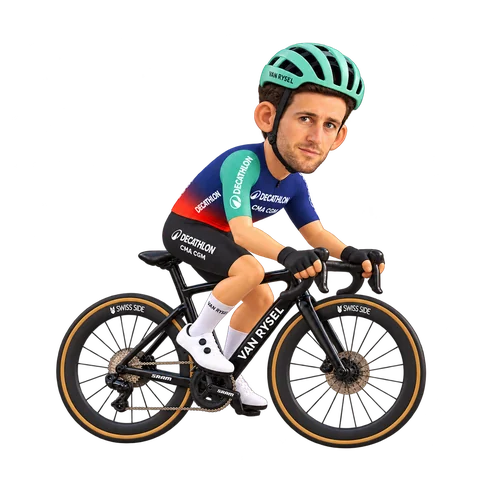 Illustration of Tiesj Benoot in Decathlon CMA CGM's 2026 team kit