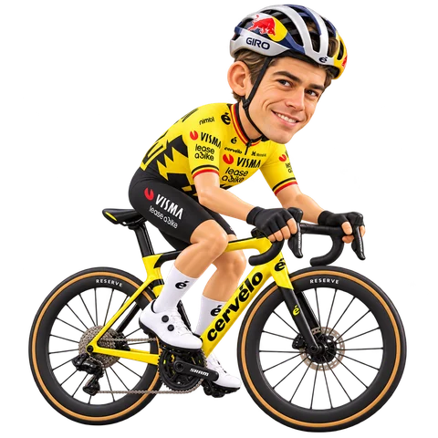 Illustration of Wout van Aert in Team Visma | Lease a Bike's 2026 team kit